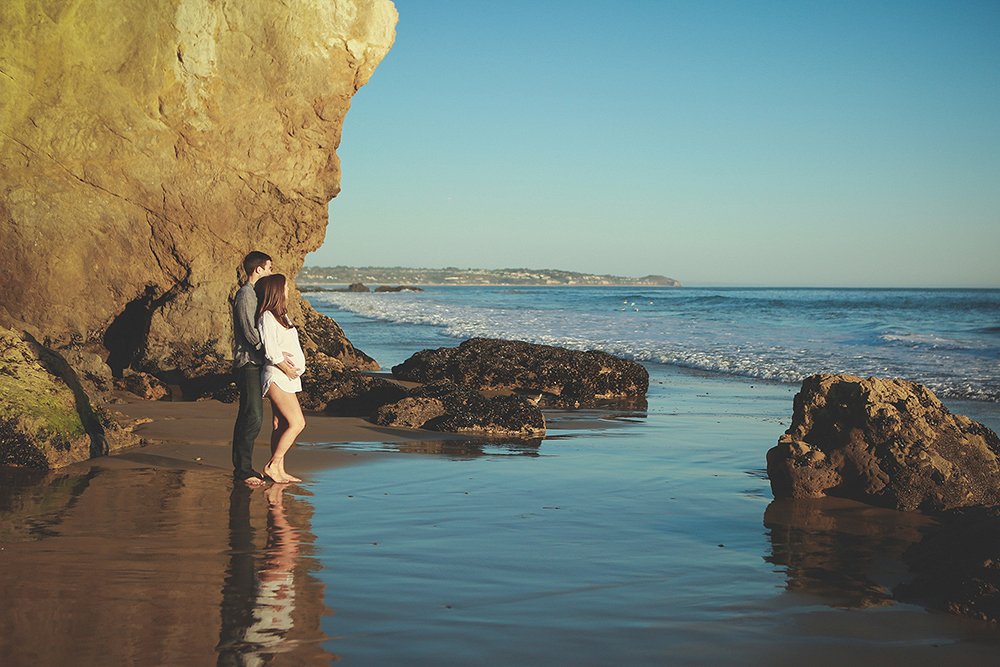 Maternity Photoshoot - Walking in the water on El Matador State Beach