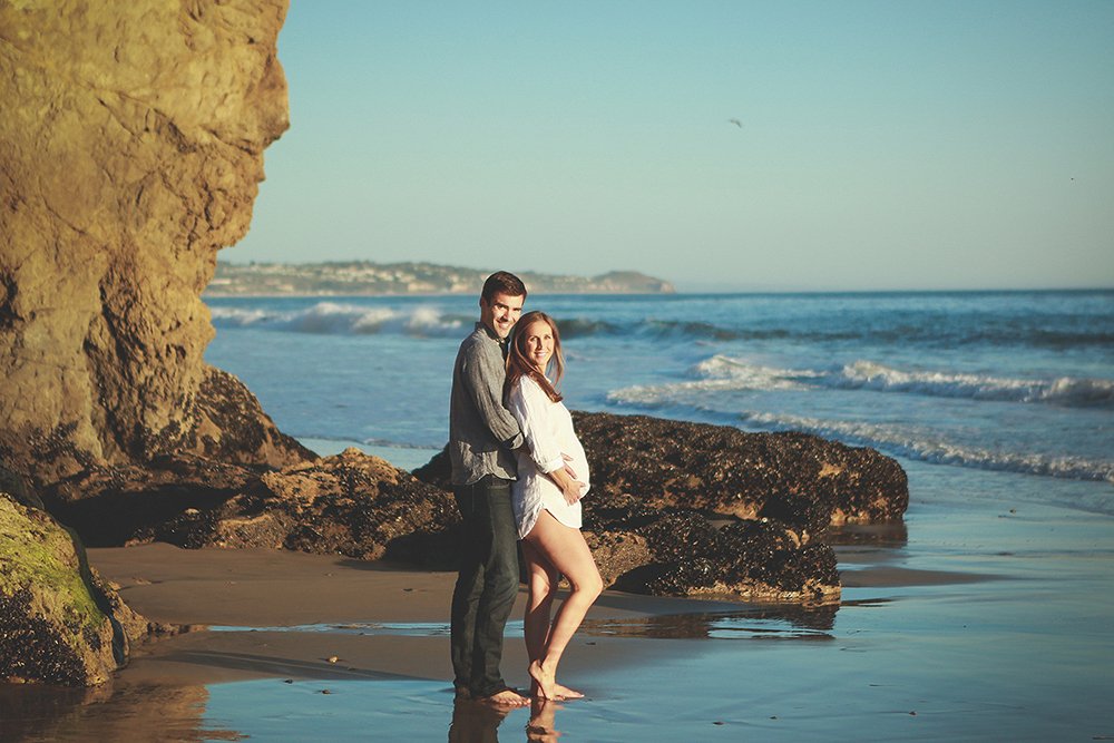 Maternity Photoshoot - Standing in the water on El Matador State Beach