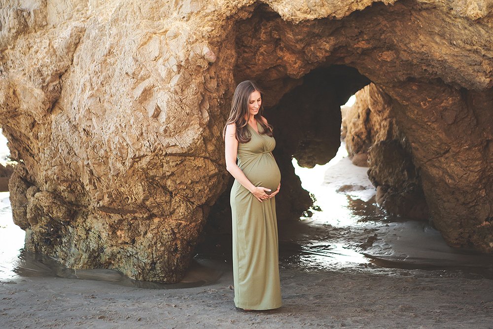 Maternity Photoshoot - Standing in the sand in El Matador State Beach