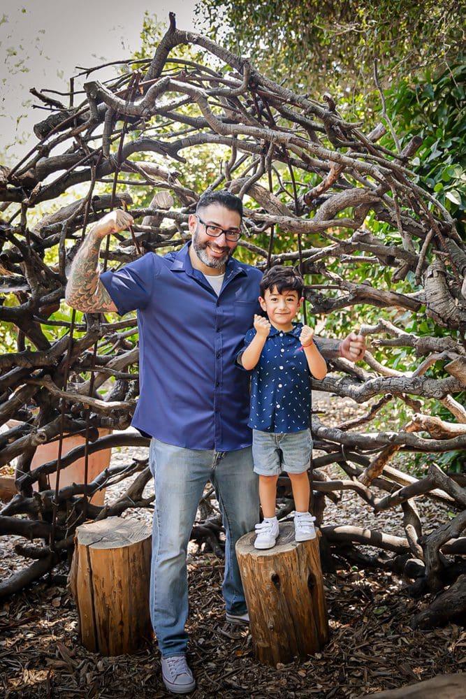 Family-Holiday-Portrait-Session-Descanso-Gardens Father and child in nature setting.