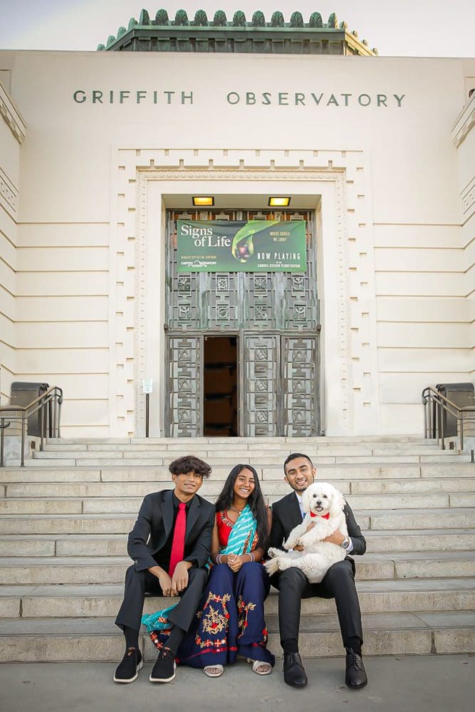 Holiday- Family-Portrait-Session-Griffith-Park-Observatory Family portrait at Griffith Observatory.