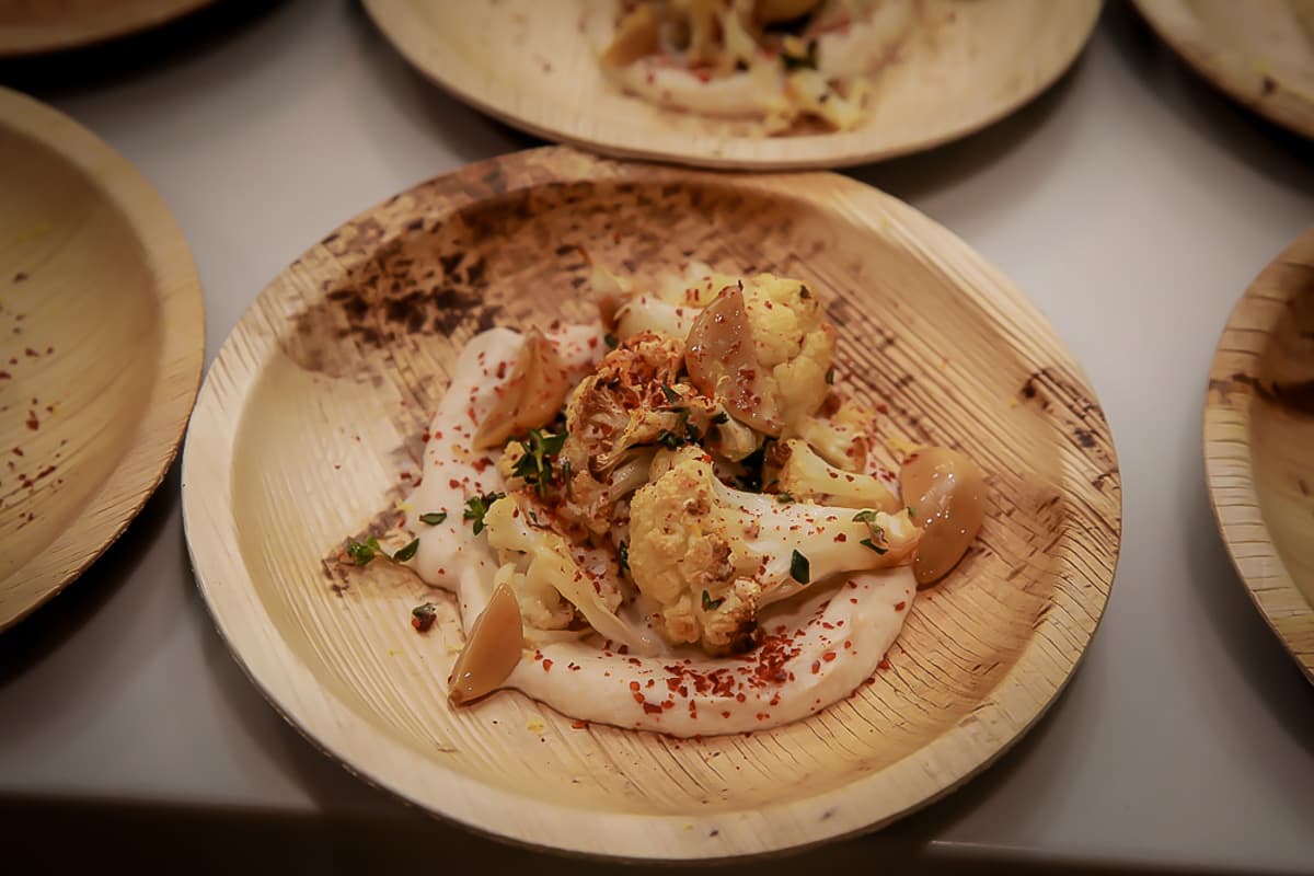 Plate of cauliflower with sauce